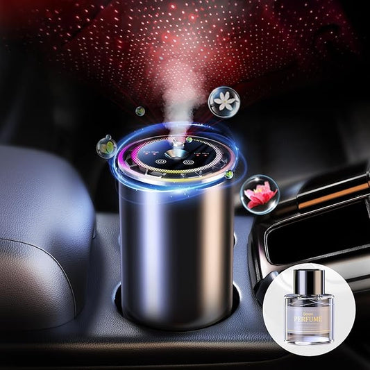 2025 Upgraded Smart Car Air Fresheners Diffuser with Starry Sky Projection Adjustable Scent, Essential Oil Diffusers for Automatic On/Off Automatic Aroma Diffuser with 50ml Car Perfume- Ocean - Bloomnest
