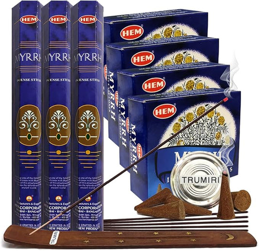 TRUMIRI Incense Variety Pack - 7 Sets of 102 Pieces (Incense Sticks & Cones, Bamboo Holder & Burner) TRUMIRI