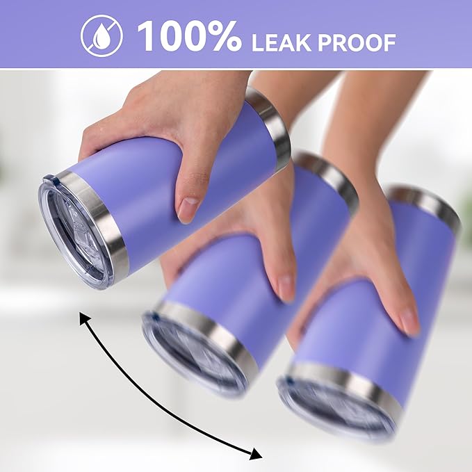 20 oz Tumbler Stainless Steel Tumblers Bulk with Lid Double Wall Insulated Coffee Tumbler Cups for Hot & Cold Drinks Powder Coated Travel Coffee Tumbler Mug Metal (Lavender, 1 pack) - Bloomnest