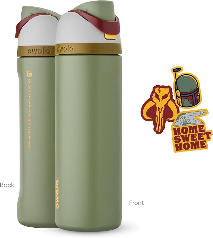 Owala Star Wars FreeSip Insulated Stainless Steel Water Bottle with Straw for Sports and Travel, BPA-Free, 24-Ounce, Boba Fett Owala