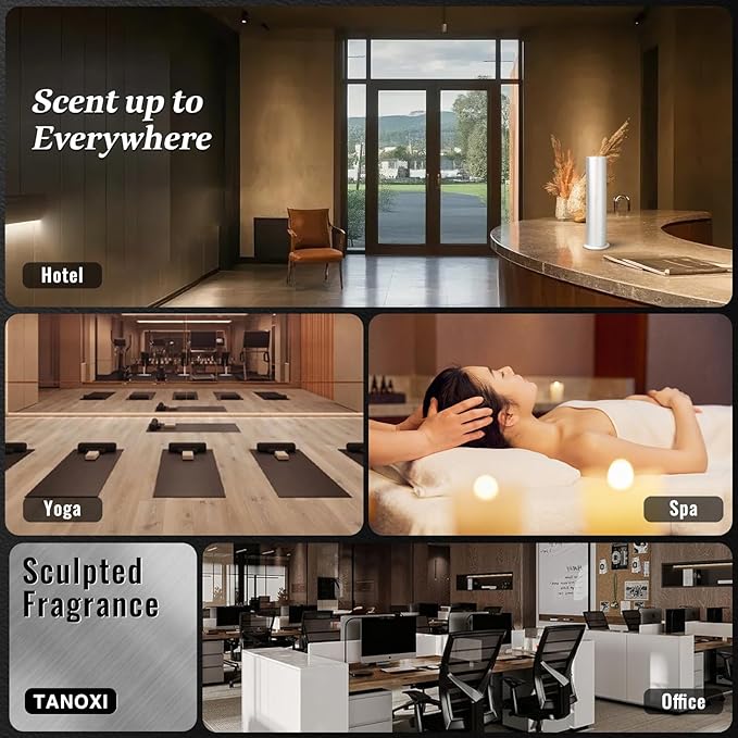 Waterless Essential Oil Diffuser for Home and Commercial Use up to 2000 sq ft, Scent Diffuser for Large Room, Bluetooth Hotel Collection Diffuser with App and Remote Control, 100ml, Silver and Gold