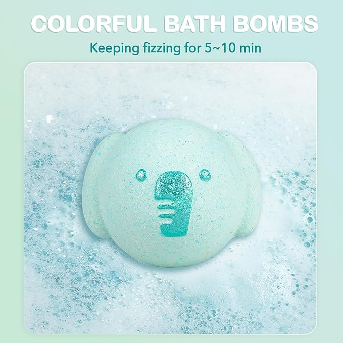SHUCHING 14 Pcs Blue Elephant Bath Bombs with Surprise Inside, Natural and Organic Bubble Bath Fizzy Balls for Kids, Birthday Christmas Gifts Set for Boys Girls - Bloomnest