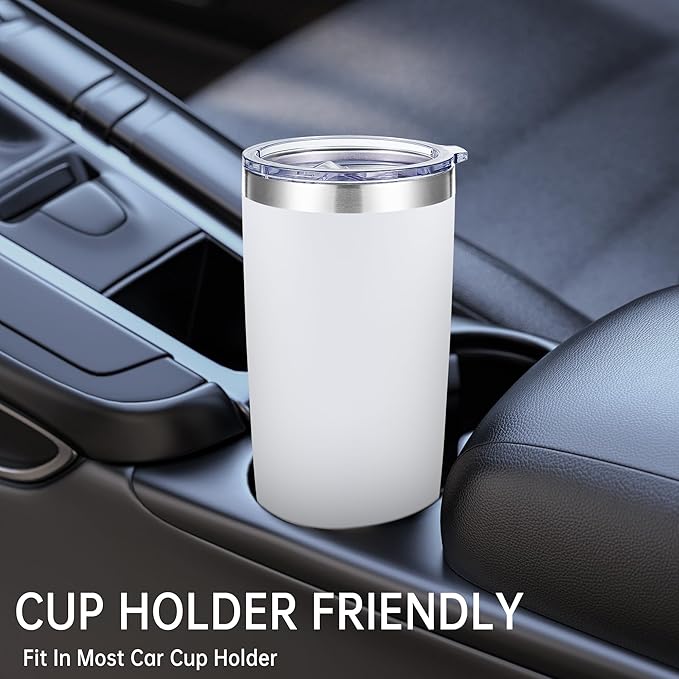 20 oz Tumblers Bulk Stainless Steel Tumbler with Lid Double Wall Vacuum Insulated Coffee Mug 20oz Powder Coated Cup for Hot and Cold Drinks, White, 6 pack - Bloomnest