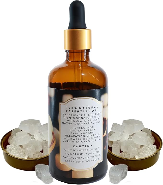 Luxurious Camphor Essential Oil by Enhanced Essentials| Slow Distilled & Pure| for Home Cleaning,Diffusers,Steamers,Aromatherapy,Bath,Massage,Soap & Candle Making| 3.38 fl oz (100 ml) - Bloomnest