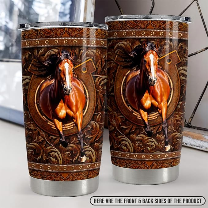 SANDJEST Horse Tumbler 20oz Stainless Steel Insulated Travel Mug Cup for Women Men Horse Gifts for Birthday Christmas Mothers Day Fathers Day - Bloomnest