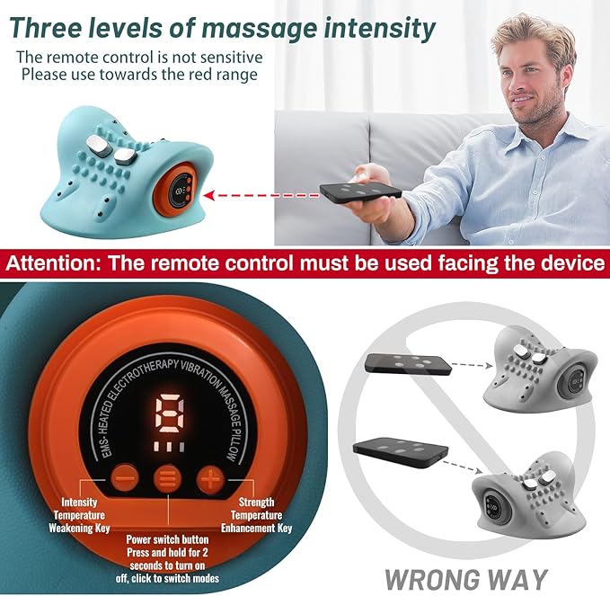 Neck Massager, Masajeador de Cuello, 3 Modes Electric Neck and Shoulder Relaxer Pillow, with Heat 26° Angle Cervical Traction Device for Pain Relief Deep Tissue - Bloomnest