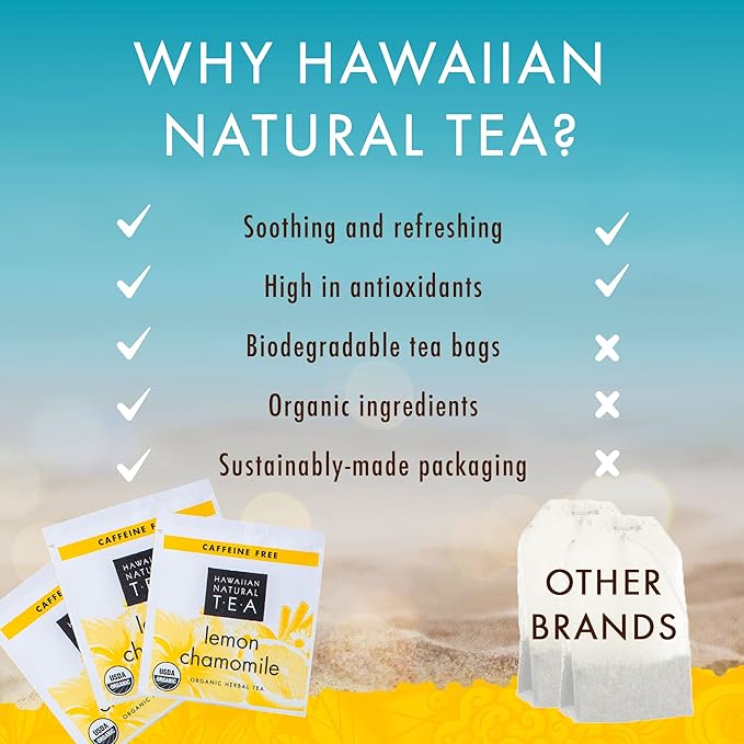 Organic Lemon Chamomile Tea - Caffeine Free Herbal Tea - Supports a Good Night’s Sleep, Calming, Relaxing for Bedtime, Anxiety & Stress, 20 Bags - Bloomnest