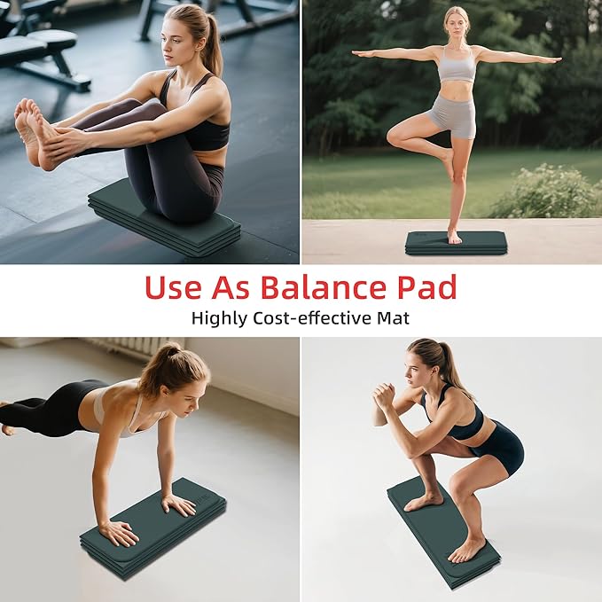 1/2 Inch Extra Thick Yoga Mat Pilates Equipment, 69"x24" Odorless Workout Mats for Home Gym, Non-slip Exercise Mats for Women Men Home Workout, Foldable Yoga Mats for Travel Camping Sleeping