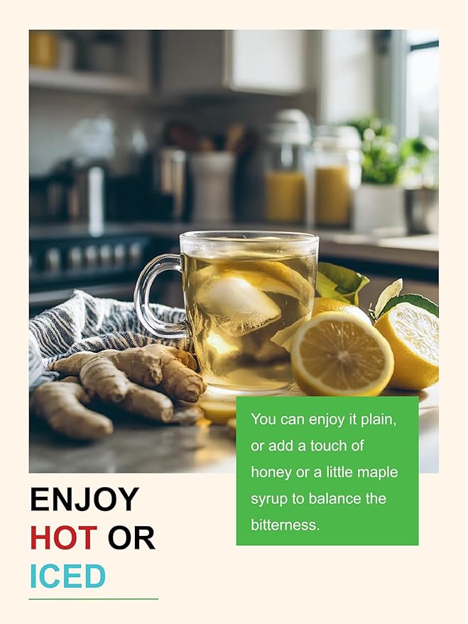 TeeLux Lemon Ginger Herbal Tea, Refreshing Lemon with Spicy Ginger Root & Zesty Lemongrass, Caffeine Free, Soothing & Tangy Flavor, 100 Tea Bags - Bloomnest