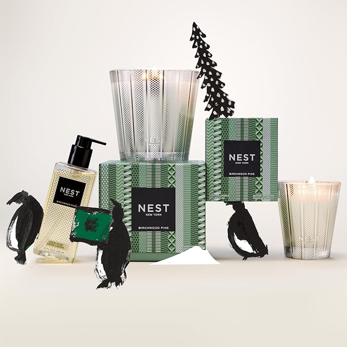 NEST New York Scented 3-Wick Candle, Birchwood Pine - 21.2 oz - Up to 100-Hour Burn Time - Reusable Glass Vessel - Bloomnest