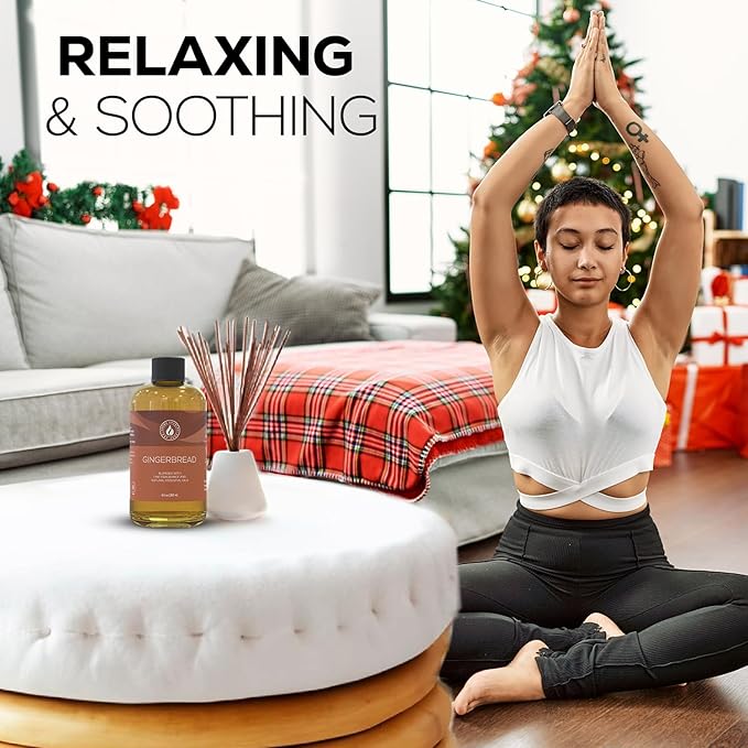 Aroma Country Gingerbread Diffuser Oil - Luxury Essential Oils for Diffuser Refill & Air Freshener Room Spray - Long-Lasting & Natural Home Fragrance, Gingerbread Scented Oil (8.5 Fl. oz) AromaCountry