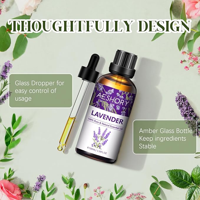 Lavender Essential Oils 3.38FL.OZ - Aromatherapy Essential Oils for Diffusers for Home, Lavender Scented Oils for Massage, Soap Candle Making Scents - 100ML - Bloomnest