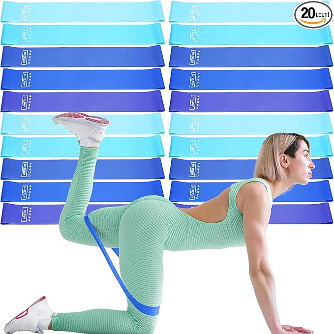 Deekin 20 Pcs Resistance Bands for Women Men 10-115 Lbs 5 Different Resistance Levels Loop Exercise Bands for Leg Working Gym - Bloomnest