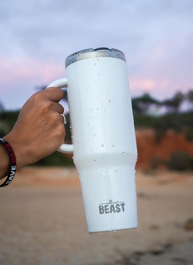 Beast 42 oz Tumbler Stainless Steel Vacuum Insulated Coffee Ice Cup Double Wall Travel Flask (Arctic White) - Bloomnest