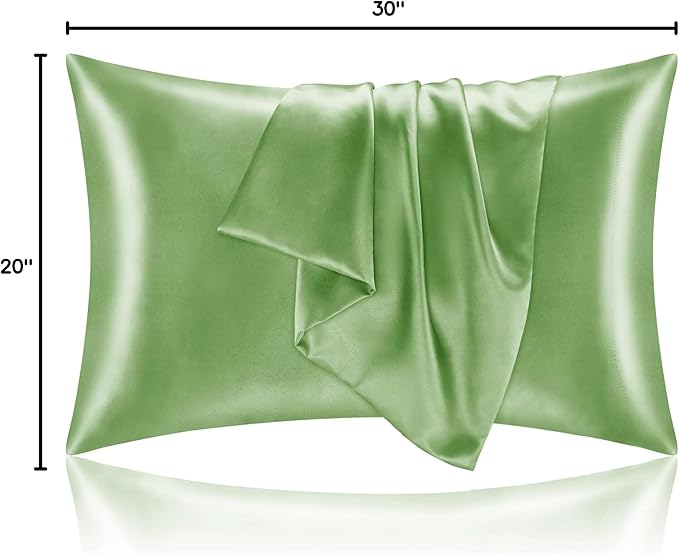 BEDELITE Satin Pillowcase for Hair and Skin, Super Soft and Cooling Similar to Silk Pillow Cases 2 Pack with Envelope Closure, Gift for Women Men(20"x30" Queen Size, Sage Green) - Bloomnest