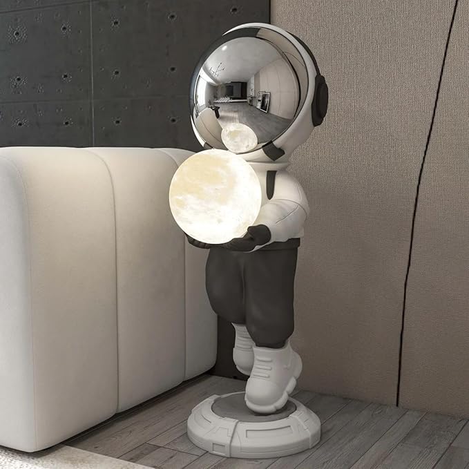28.8" Astronaut Sculpture Figurine Floor Large Home Accessories Ornament Art Decor with Ball Lamp USB Charging - Bloomnest