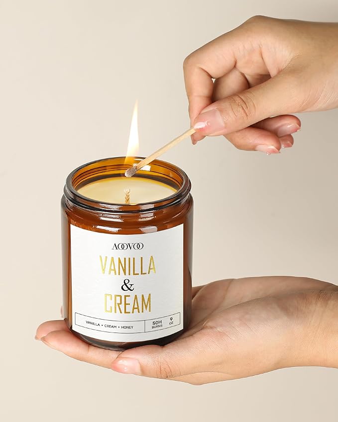 AOOVOO Vanilla Cream Candles - 9 oz Scented Candles, Aromatherapy Candle, Soy Candle for Home Scented - Bloomnest