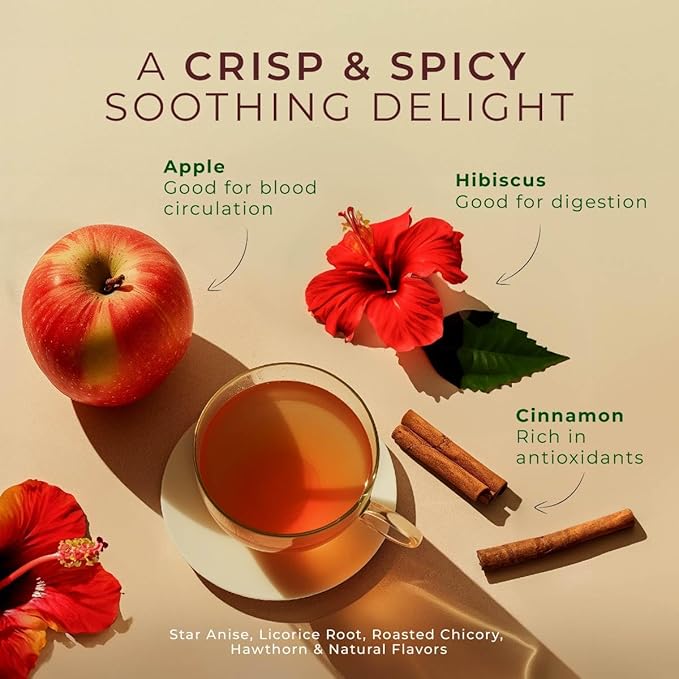 Gya Tea Co Cinnamon Apple Tea Gift Set (16 Count) - Decaf Tea Pod for Lovers Get Well Gifts - Manually Harvested - Enjoy Hot or Iced - Bloomnest