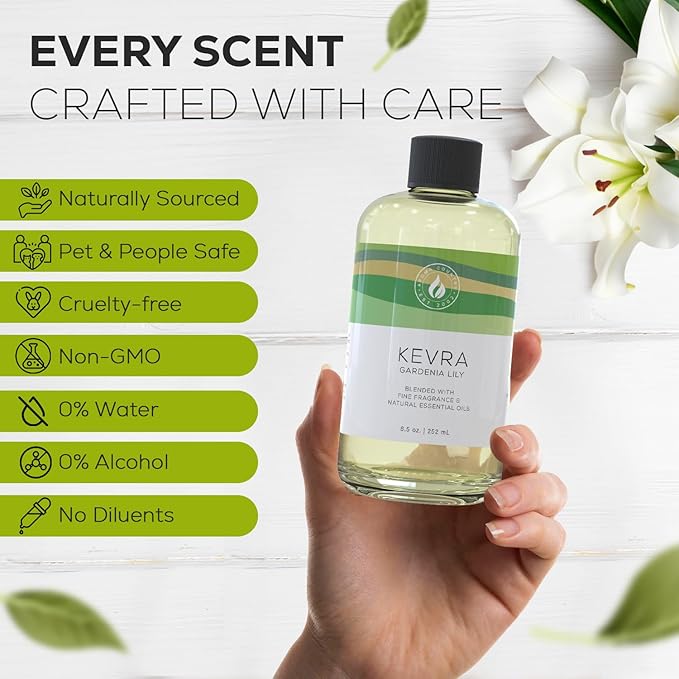Aroma Country Kevra Diffuser Oil - Luxury Essential Oils for Diffuser Refill & Air Freshener Room Spray - Long-Lasting & Natural Home Fragrance, Garden Lily Scented Oil for Diffusers (8.5 Fl. oz) AromaCountry
