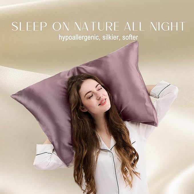 ZIMASILK 100% Pure Mulberry Silk Pillowcase for Hair and Skin Health,Soft and Smooth,Both Sides Premium Grade 6A Silk,600 Thread Count,with Hidden Zipper,1pc(Standard 20''x26'',Dark Mauve) - Bloomnest