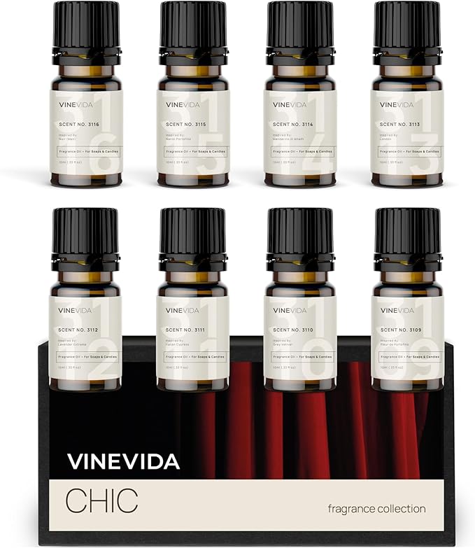 VINEVIDA [Set of 8] Chic Scents for Candle Making, Made in USA Candle Fragrance Oil, Soap Making Essential Oils, Diffuser Oil Scents - Bloomnest