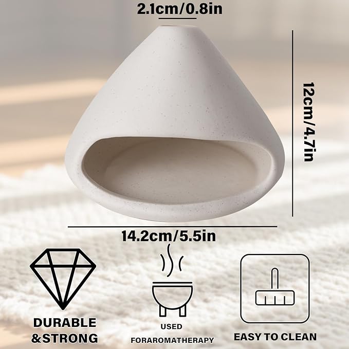 Palo Santo Burner- Mini Zongzi ceramics chiminea for sage/sticks/sone, ceramics Incense Holder with ash catcher, aromatic meditation gifts for women anxiety relief, ceramic copalera home decor MOUGIGI