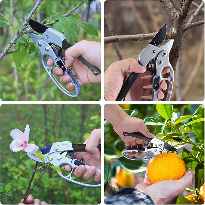 Ultra Sharp Germany Steel Pruning Shears - Cuts 3X Easier, Weak Hand Arthritis Snips, Rust-Resistant, Effortlessly 1-Inch Cut Capacity Garden Scissors, Ergonomic Handle (Black) - Bloomnest