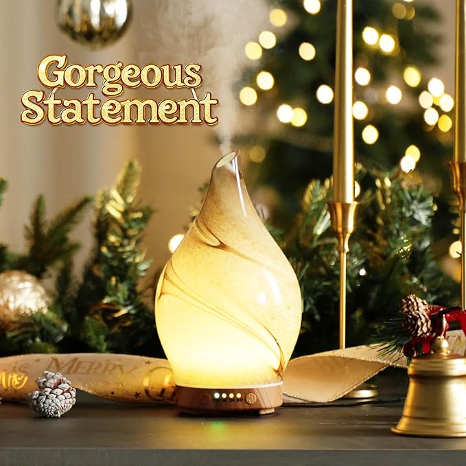 Porseme 150ml Essential Oil Diffuser Glass Color Changing Aroma Air Diffusers Aromatherapy Ultrasonic Cool Mist Humidifier 6 Running Hours Waterless Auto-Off for Sleeping, Yoga, Office, Spa (Desert) - Bloomnest