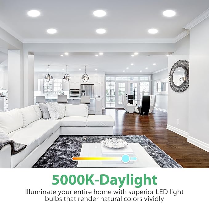 BR30 LED Bulb, Dimmable Flood Lights Indoor CRI80 7W Equivalent 65W 5000K Daylight 650 Lumens, 15000 Lifetime Hours Recessed Light Bulbs, Interior E26 Base LED Can Light Bulbs, 12 Pack - Bloomnest
