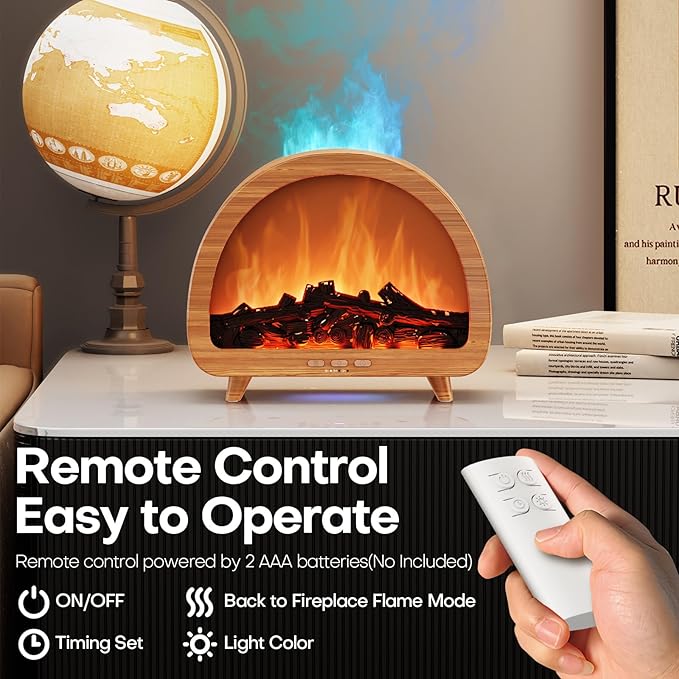 Diffuserlove Fireplace Essential Oil Diffuser Flame Aromatherapy Scent Diffuser Oil Machine Cool Mist Humidifier Colorful Fake Fire Difusor Air Diffusers for Home Room Desk Bedroom - Bloomnest