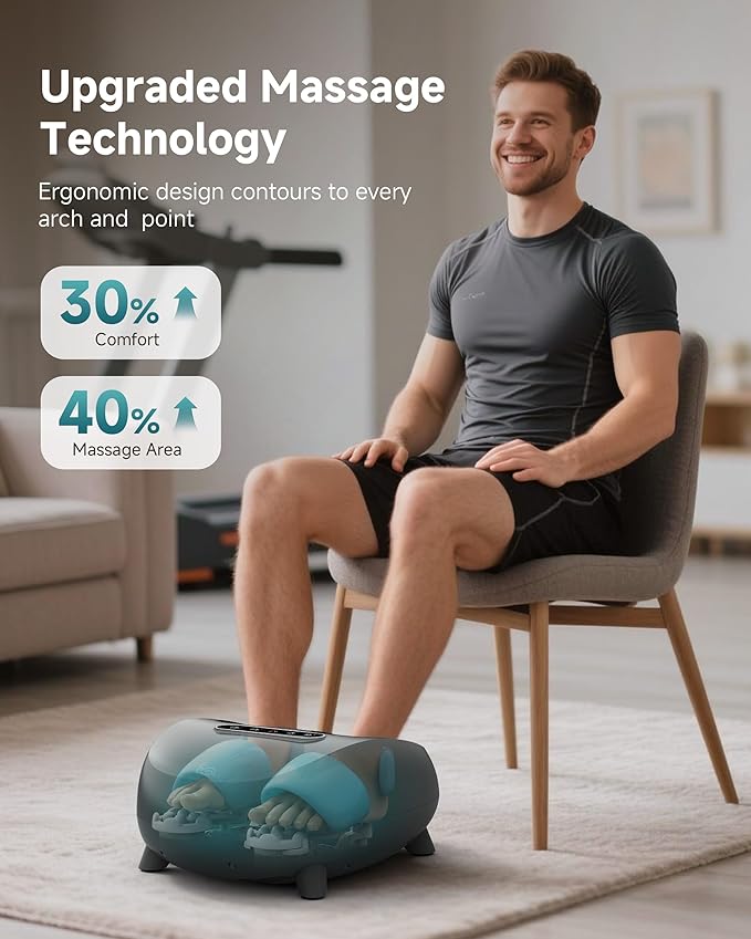 Snailax Foot Massager with Heat and Compression, Shiatsu Foot Massager for Neuropathy and Plantar Fasciitis, Deep Kneading, Rolling, Remote Control, Fits up to Size 14, Gifts - Bloomnest