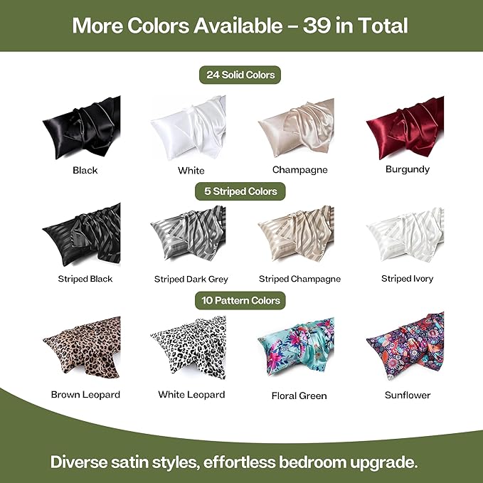 MR&HM Satin Body Pillow Cover, Soft and Breathable Body Pillow Case with Envelope Closure, Cooling and Silky Long Pillowcase for Hair and Skin,Grey (20x54, Sage) - Bloomnest