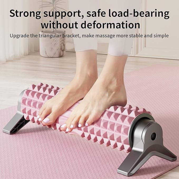 RUNWE Foam Roller with Stand - Bracket Foam Roller for Back Pain, 21 inch Trigger Point Deep Tissue Massage Roller, Medium Density Grid Bracket Foam Rollers, Leg Roller for Muscles Deep Tissue - Bloomnest