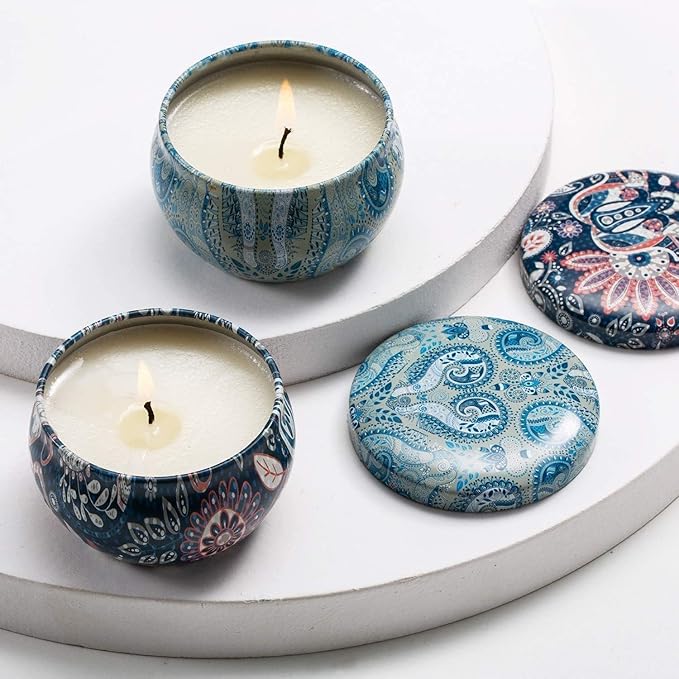 Scented Candles Gift Set, Natural Soy Wax Portable Travel Tin with Strongly Fragrance Essential Oils for Stress Relief and Aromatherapy - 16 Pack - Bloomnest