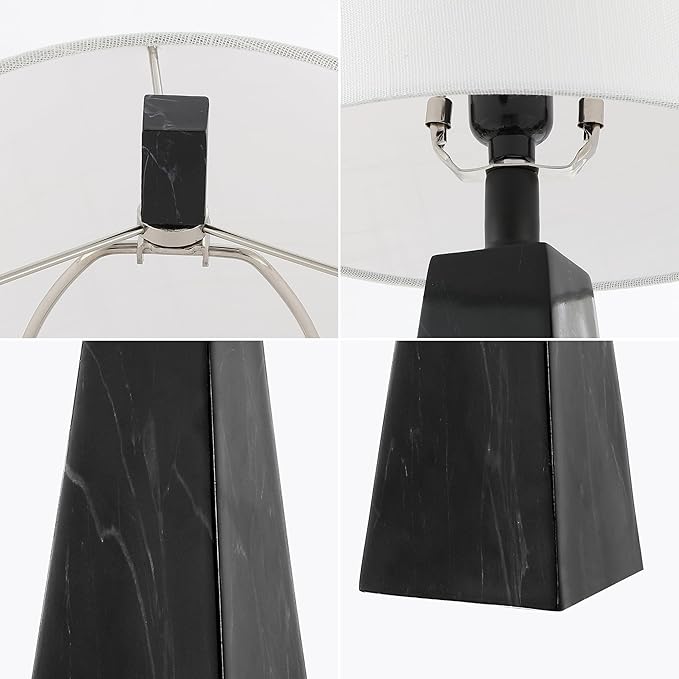 JONATHAN Y JYL1037D-SET2 Owen 20.5" Resin LED Table Lamp Contemporary, Office, Living Room, Family Room, Dining Room, Bedroom, Hallway, Foyer, Black Marble Finish (Set of 2) - Bloomnest