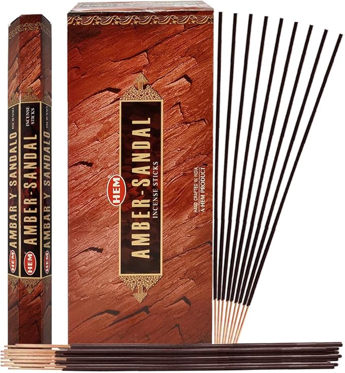 Amber Sandal Incense Sticks and Incense Stick Holder Bundle Insence Insense Hem Incense Sticks TRUMIRI