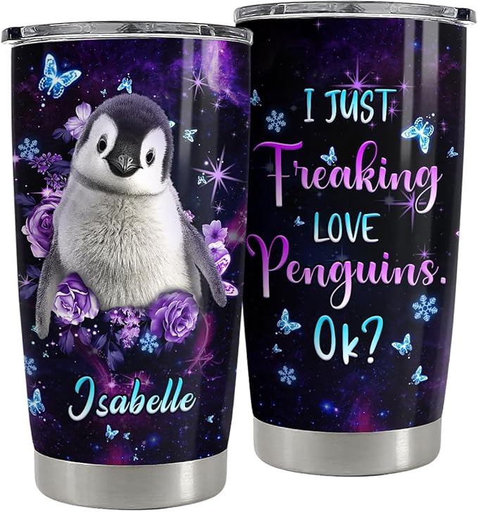 SANDJEST Personalized Penguin Tumbler 20oz 30oz Tumblers with Lid Gift for Girl Daughter Women Best Friend Sister Animal Lovers Christmas Birthday - Bloomnest