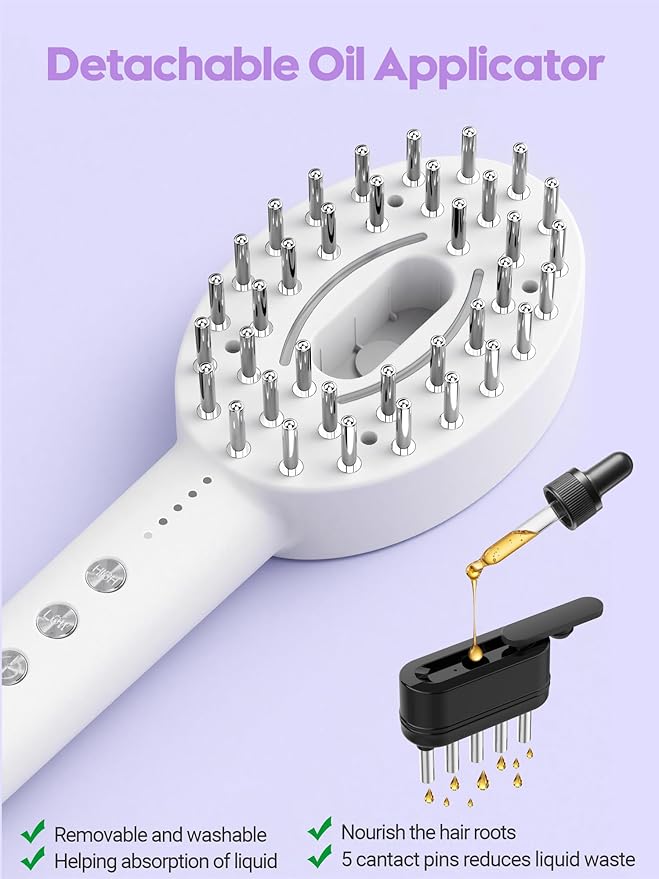 3-in-1 Electric Scalp Massager Brush, Vibrating Scalp Massager Comb with Hair Oil Applicator for Scalp/Face/Body Relaxation, Portable Massager Tool for Home & Travel, Gift for Men & Women(White) ABVOT