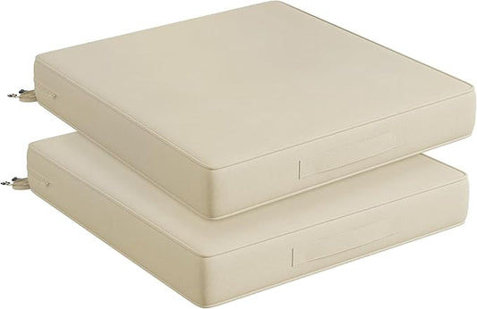Codi Thick Replacement Couch Cushions 2 Sets, Upholstery Foam with Covers for Sofa Chair Cushion Outdoor Seat - 24 × 24 × 4 Inch, High Density Foam,Beige
