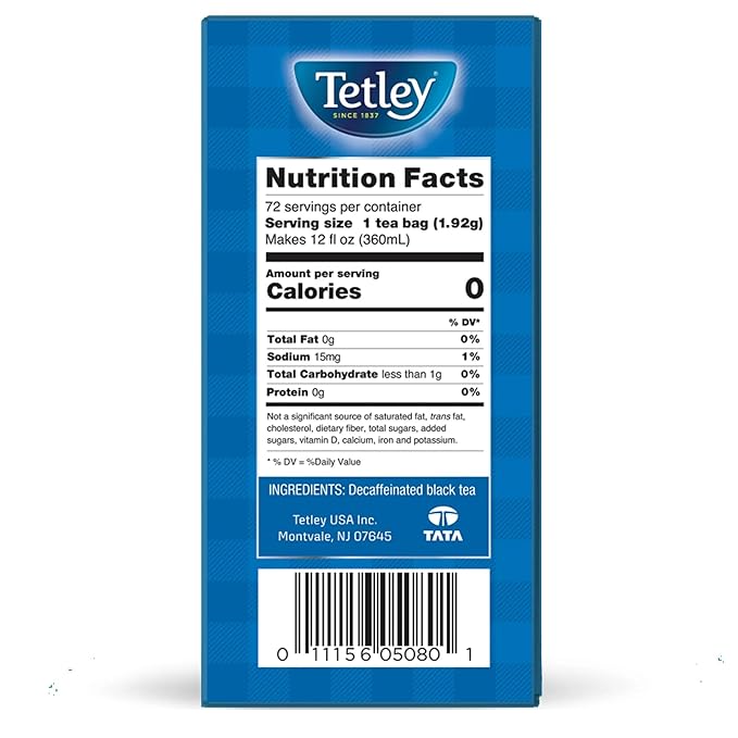 Tetley, Decaffeinated Classic Black Tea Bags, 72 Count - Bloomnest