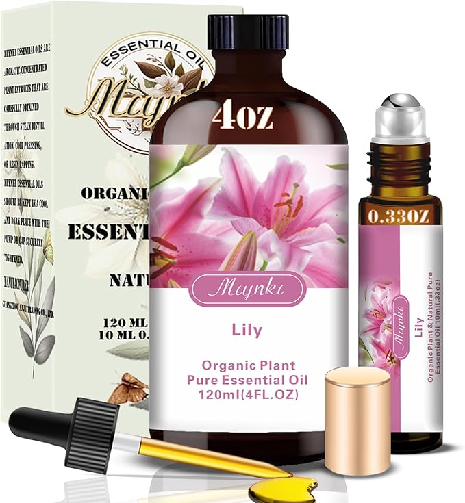 Lily Fragrance Oil-Lily Essential Oil 4.33oz (130ml)-100% Pure Natural Scent for Diffusers, Candles, Soap Making & Aromatherapy-Relaxing Home & Gift Essential Oil for Bath, Massage - Bloomnest