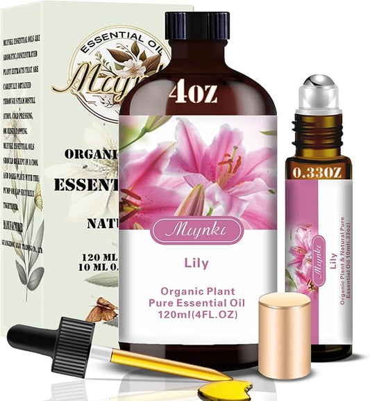Lily Fragrance Oil-Lily Essential Oil 4.33oz (130ml)-100% Pure Natural Scent for Diffusers, Candles, Soap Making & Aromatherapy-Relaxing Home & Gift Essential Oil for Bath, Massage - Bloomnest