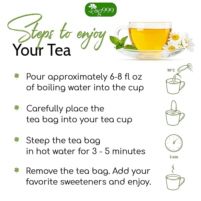 TOG999, Premium 120 Holy Basil Leaf Tea Bags, 100% Natural & Pure Holy Basil Leaves. Loose Leaf Holy Basil Herbal Tea. Holy Basil Leaf Tea. No Sugar, No Caffeine, No Gluten, Vegan. - Bloomnest