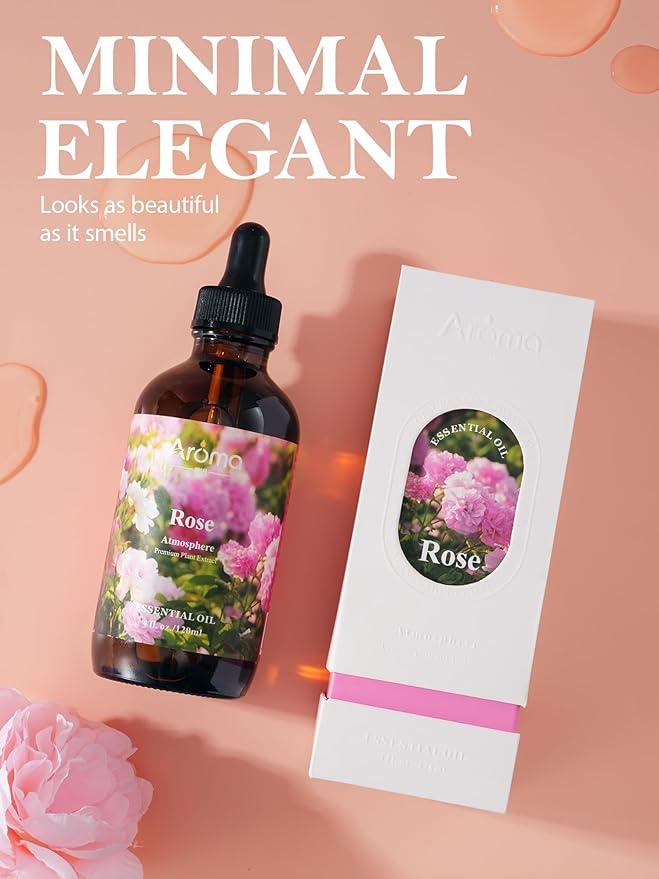 Rose Essential Oil in Premium Gift Box - Essential Oils for Home Diffusers - Perfect Self-Care & Spa Gift for Women 4 Fl Oz Valentines Day Gifts for Her Bloomnest