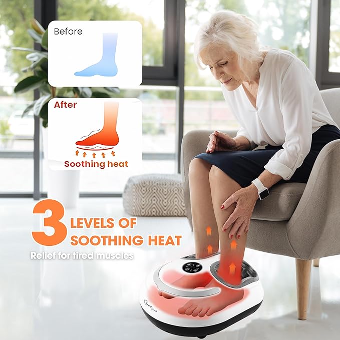 Foot Massager with Heat Shiatsu Foot Massager with Remote Deep Relief for Tired Muscles Electric Feet Massage Machine for Home and Office Gifts for Mom Dad White - Bloomnest