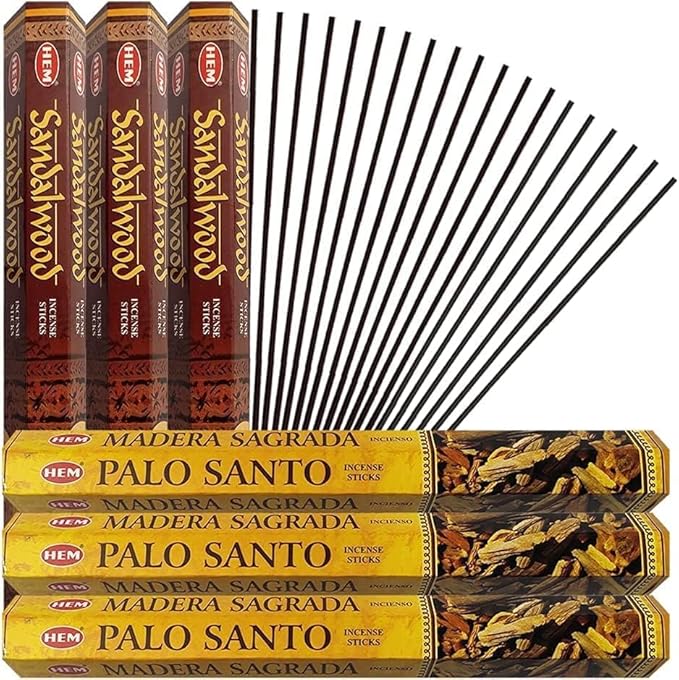 Palo Santo & Sandalwood Incense Sticks & Holder Bundle Variety Pack from Hem Trumiri Insense Insence