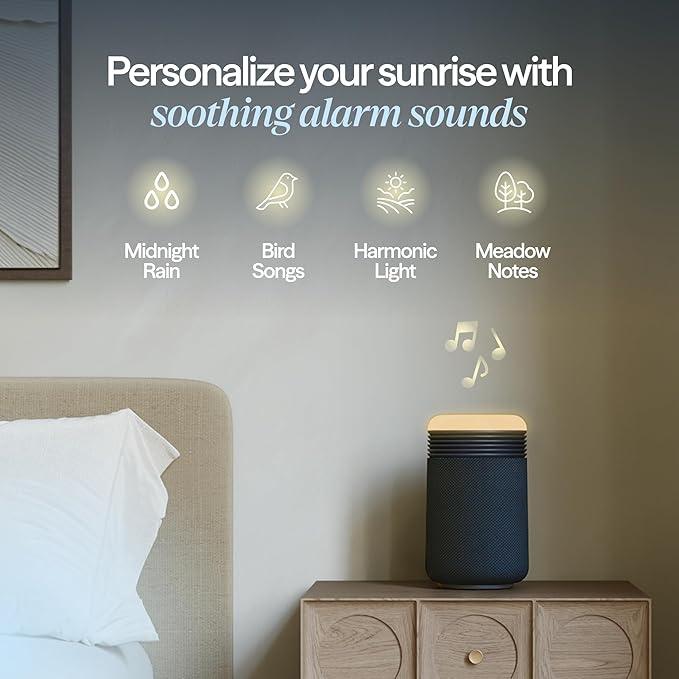 BLUEAIR Purifier for Bedroom - Mini Restful - Sunrise Clock with HEPASilent Filtration and Wake Up Light - Cleans Air and Supports Circadian Rhythm - USB-C and App Connectivity, Blue - Bloomnest