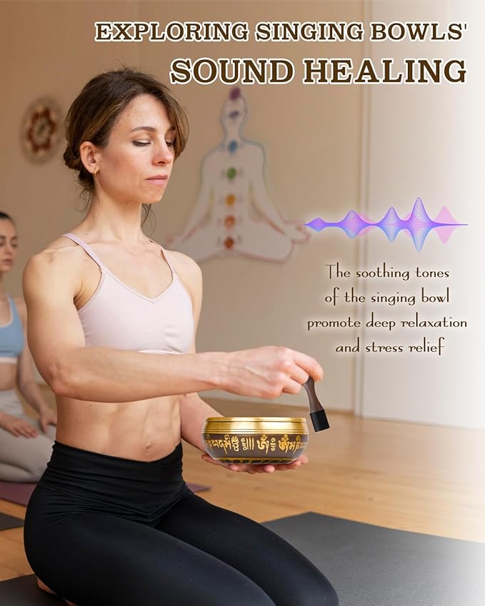 Tibetan Singing Bowls – Hand-Hammered in Nepal, Authentic Meditation Sound Bowls for Yoga, Chakra Healing, Mindfulness & Spiritual Self-Care Gifts for Women