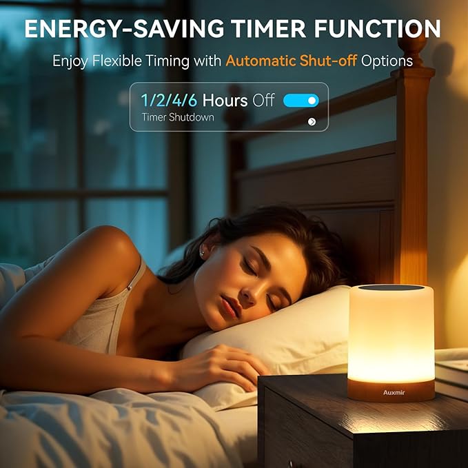 Auxmir LED Night Light Bedside Lamp Touch and Remote Control Dimmable Tabletop 13 Colors Changing 5 Brightness Adjustable Rechargeable Portable Lamp for Baby Kids Bedroom Living Room Outdoor Camping - Bloomnest