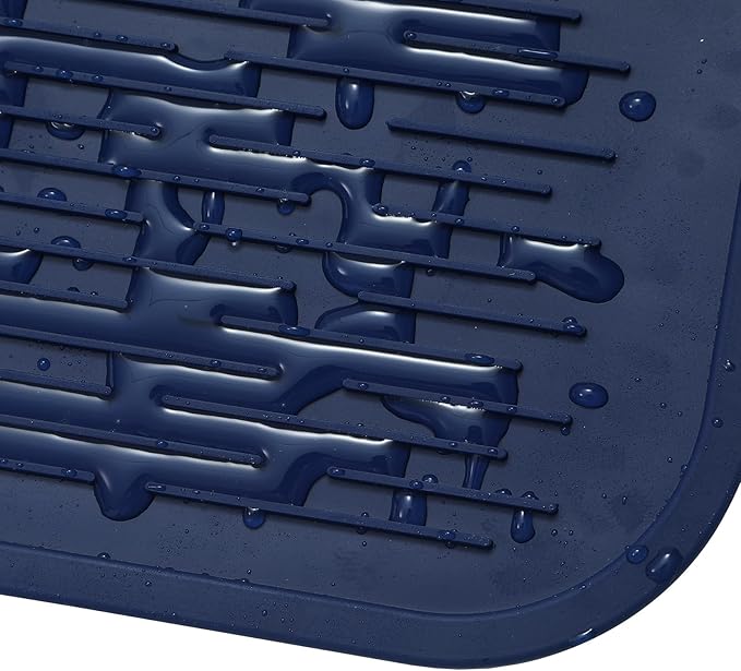 Silicone Dish Drying Mat for Multiple Usage,Easy clean,Eco-friendly,Heat-resistant Silicone Mat for Kitchen Counter or Sink,Refrigerator or Drawer Liner Navy Blue 5XL 36inches x 18inches - Bloomnest